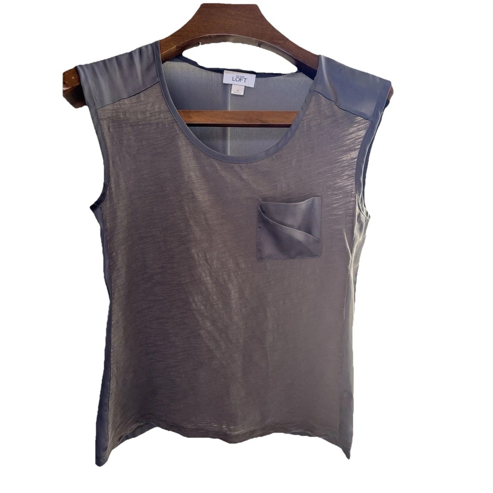 Ann Taylor LOFT  M Women's Blouse Sleeveless Gray Tank Top Short Sleeve‎